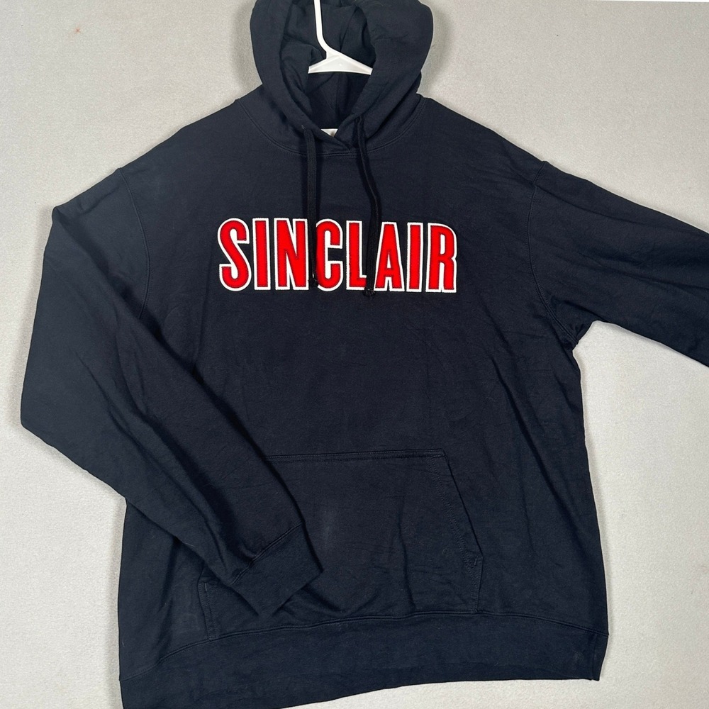 Sinclair Hoodie Mens XL Black Pullover Sweatshirt Casual Drawstring Port Company